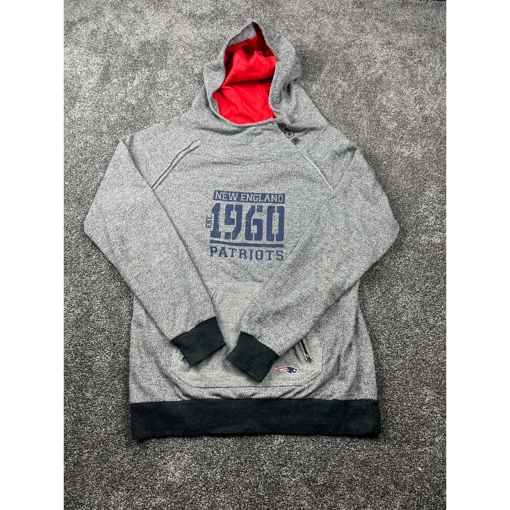 NFL Pro-Line Hoodie Mens Large Vintage 90s Patriots Pullover Sweatshirt Gray